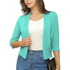 Women's Cropped Three-Quarter Sleeve Cardigan