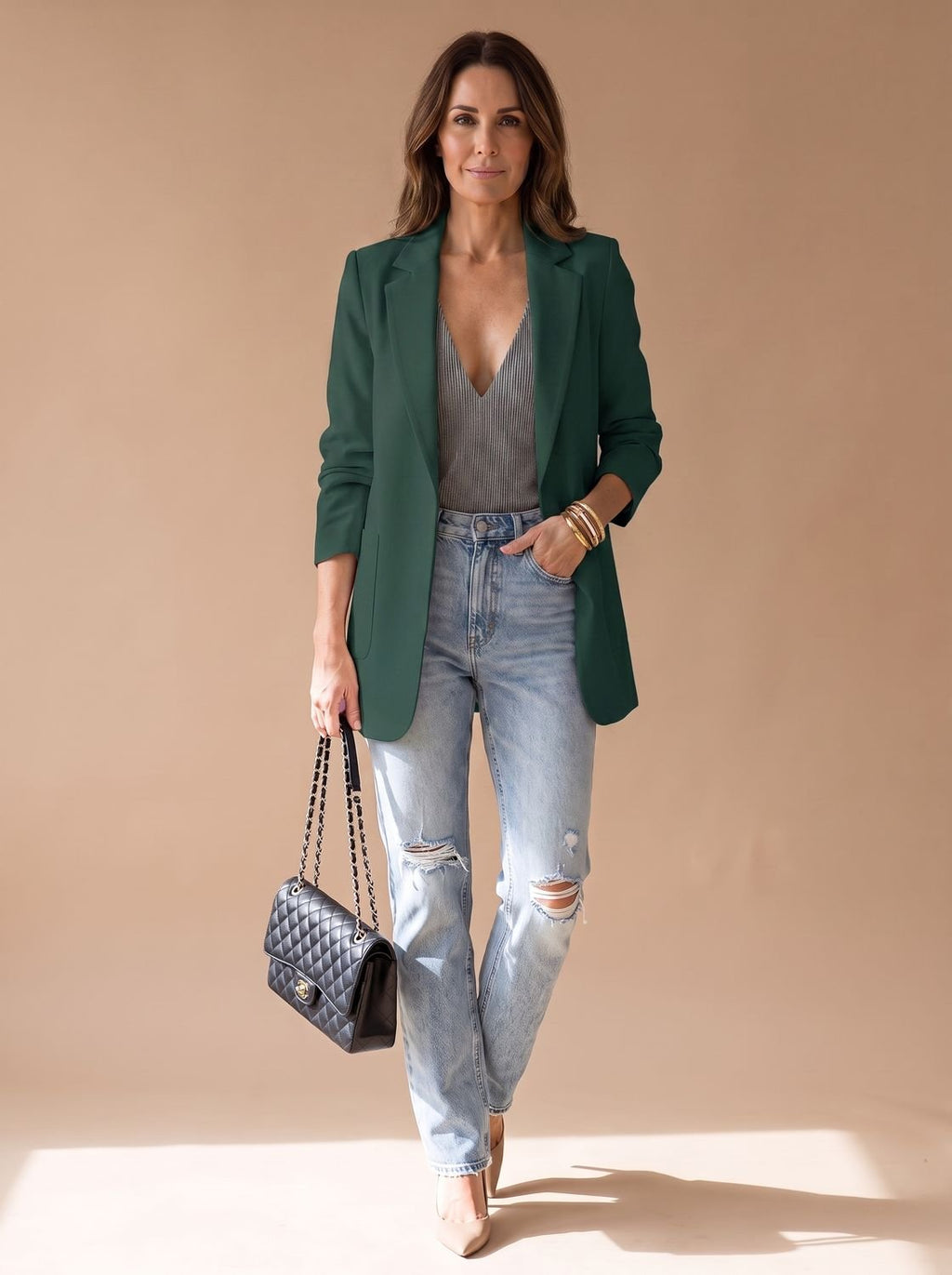 Women's Mid-Length Lapel Blazer