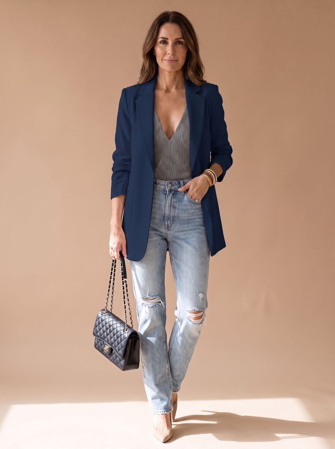Women's Mid-Length Lapel Blazer