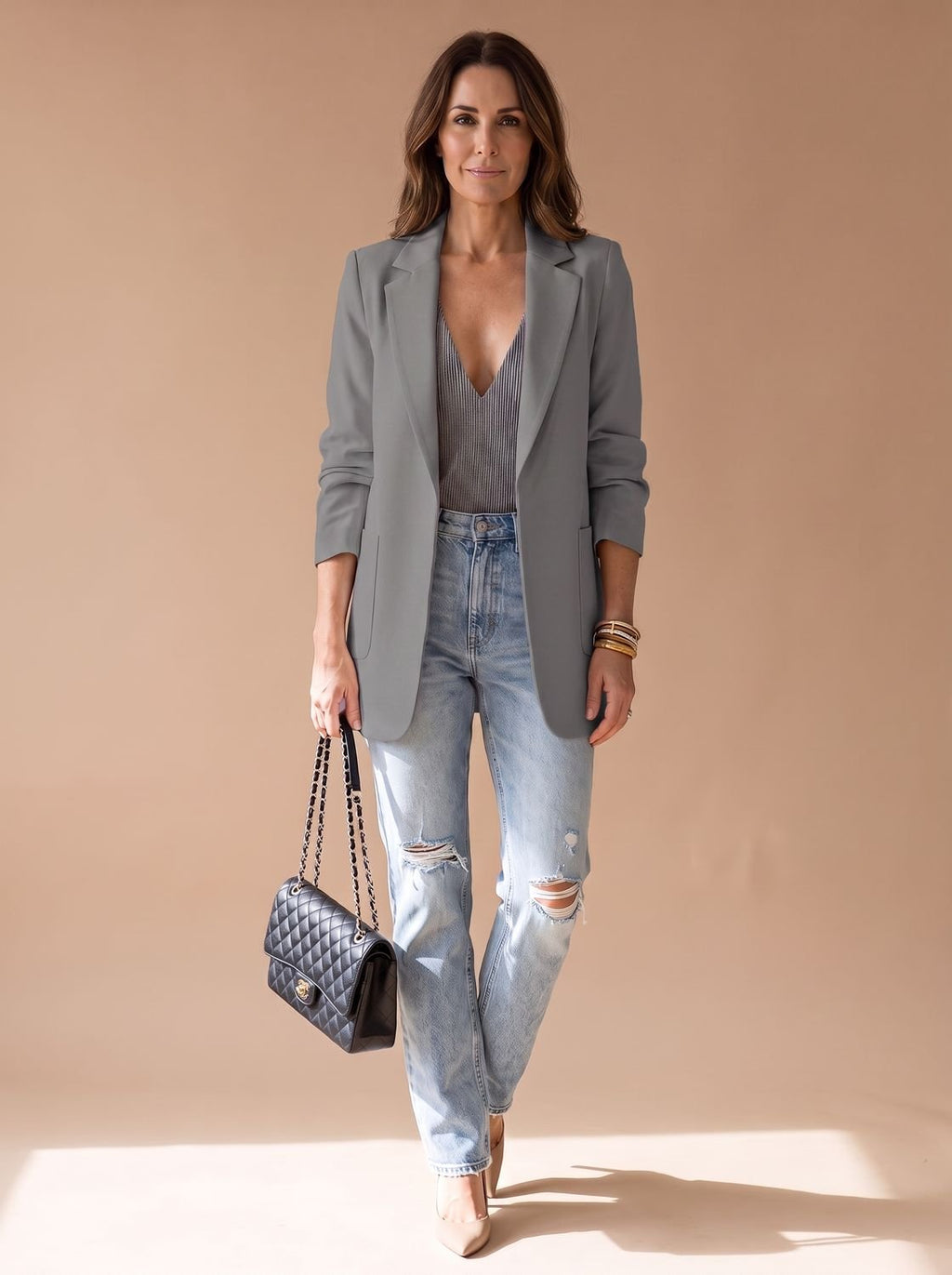 Women's Mid-Length Lapel Blazer
