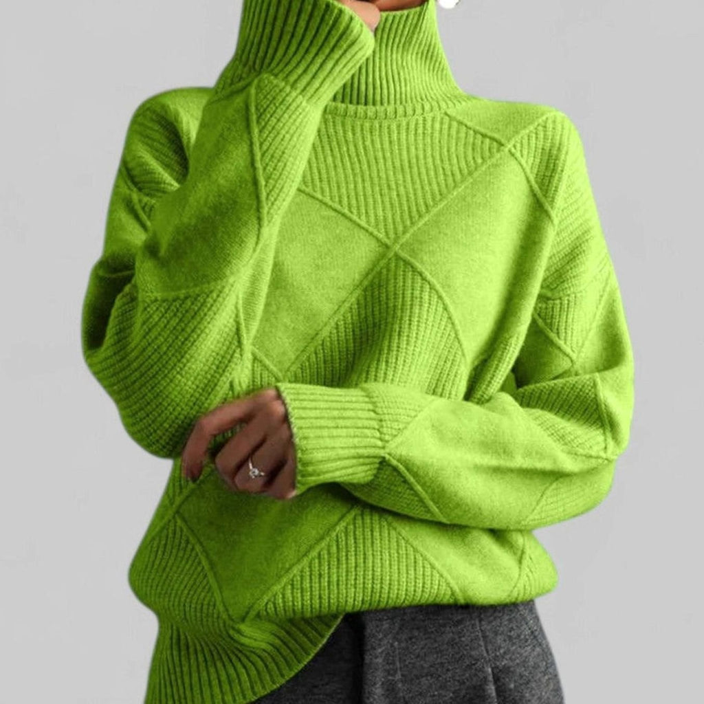 Women's Argyle Knit Roll Neck Jumper