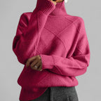 Women's Argyle Knit Roll Neck Jumper