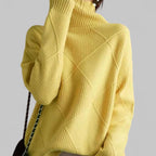 Women's Argyle Knit Roll Neck Jumper
