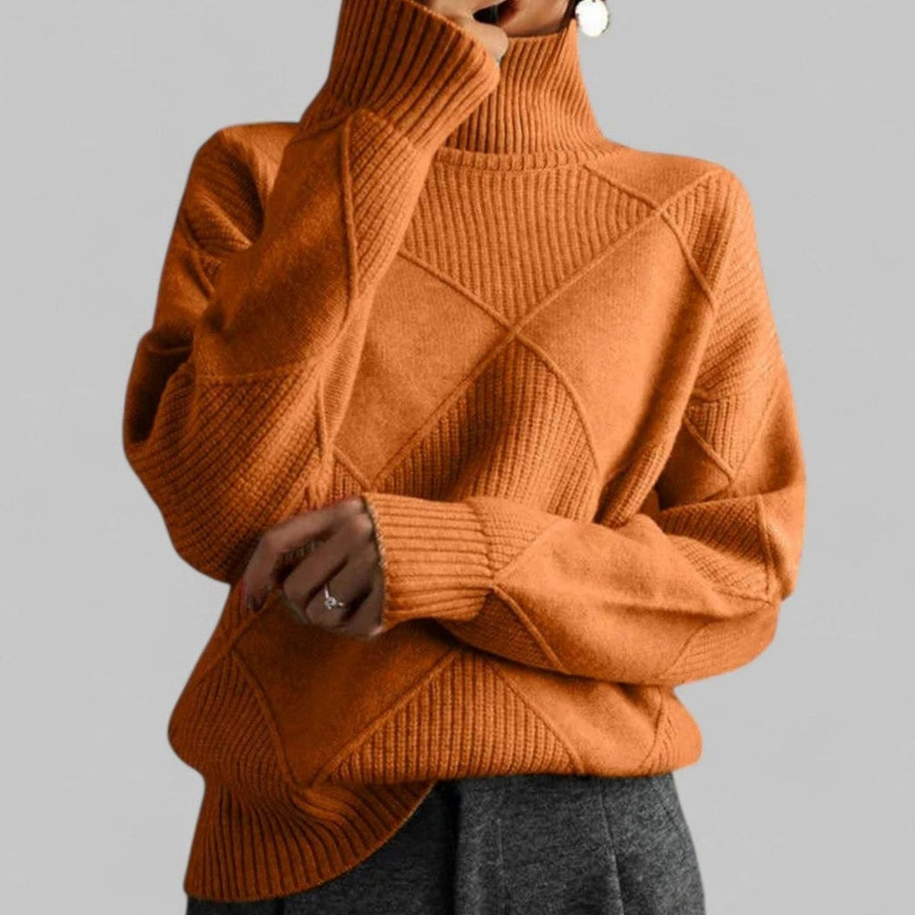Women's Argyle Knit Roll Neck Jumper