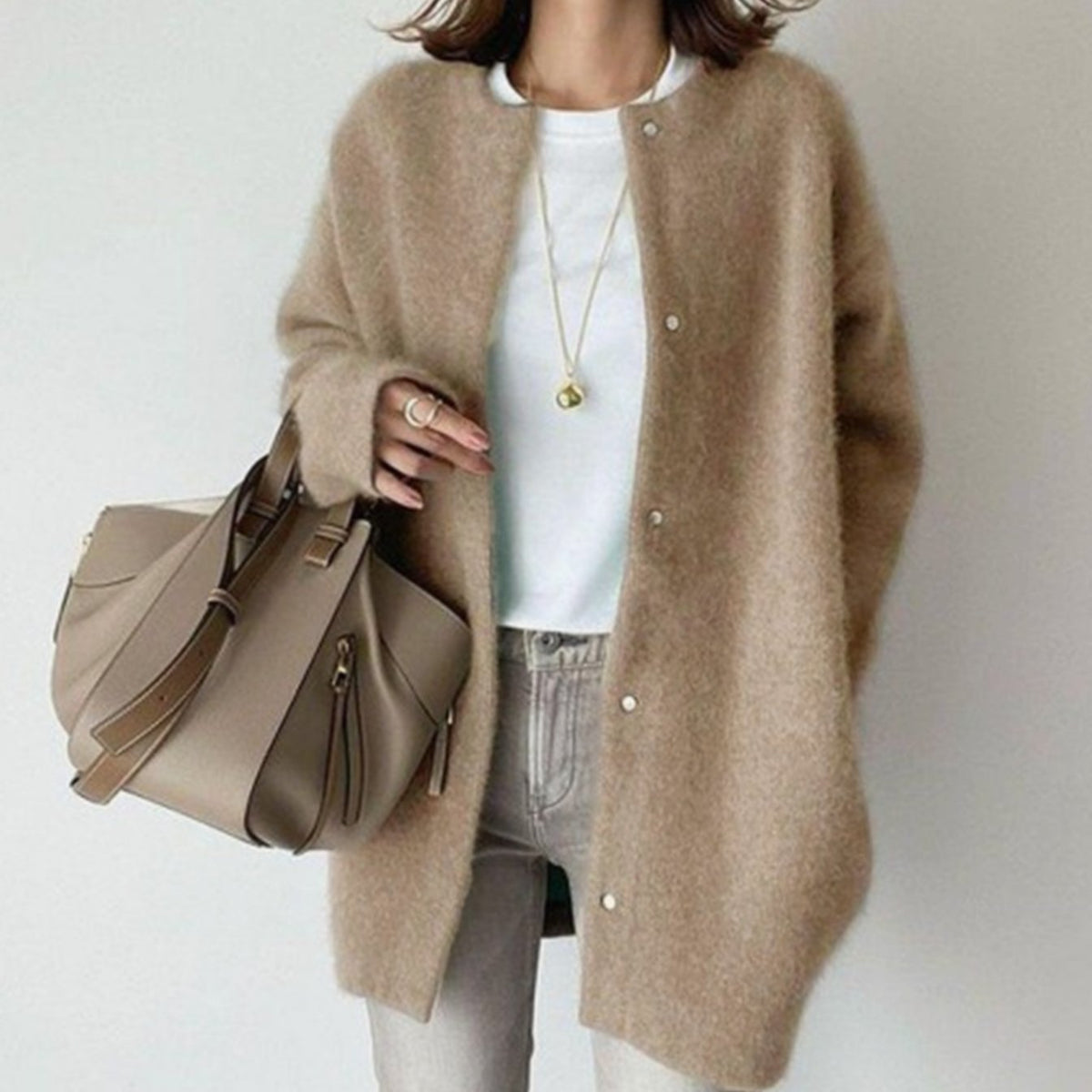 Women's Fuzzy Knit Winter Cardigan