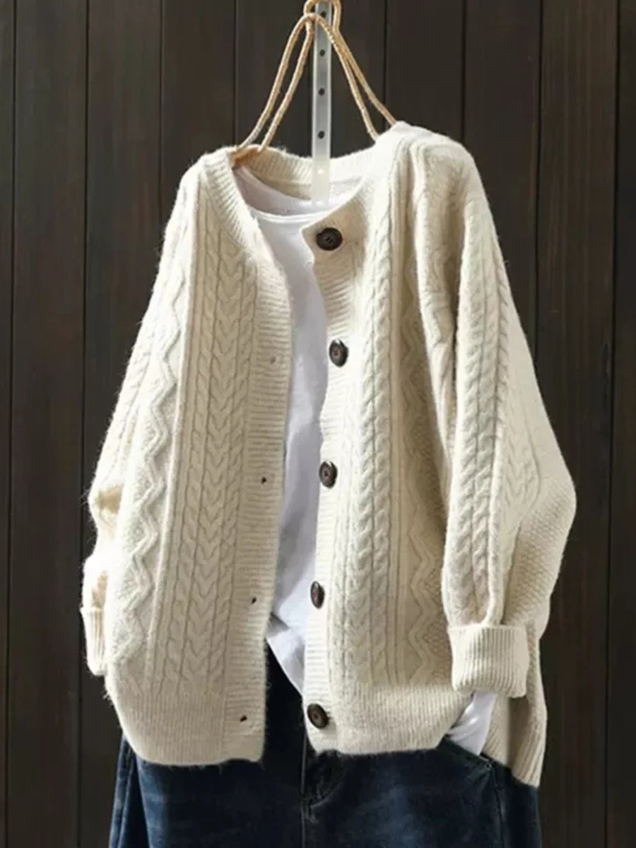 Women's Cable-Knit Button-Down Cardigan