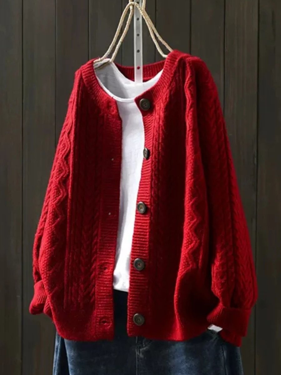 Women's Cable-Knit Button-Down Cardigan