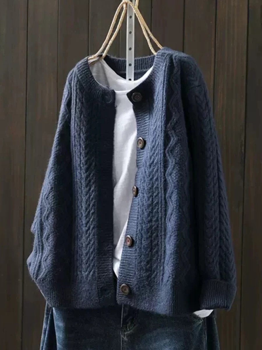 Women's Cable-Knit Button-Down Cardigan