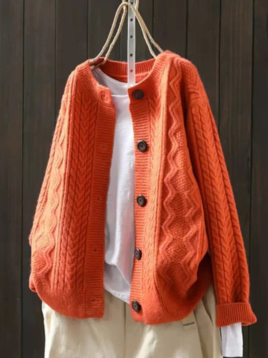 Women's Cable-Knit Button-Down Cardigan