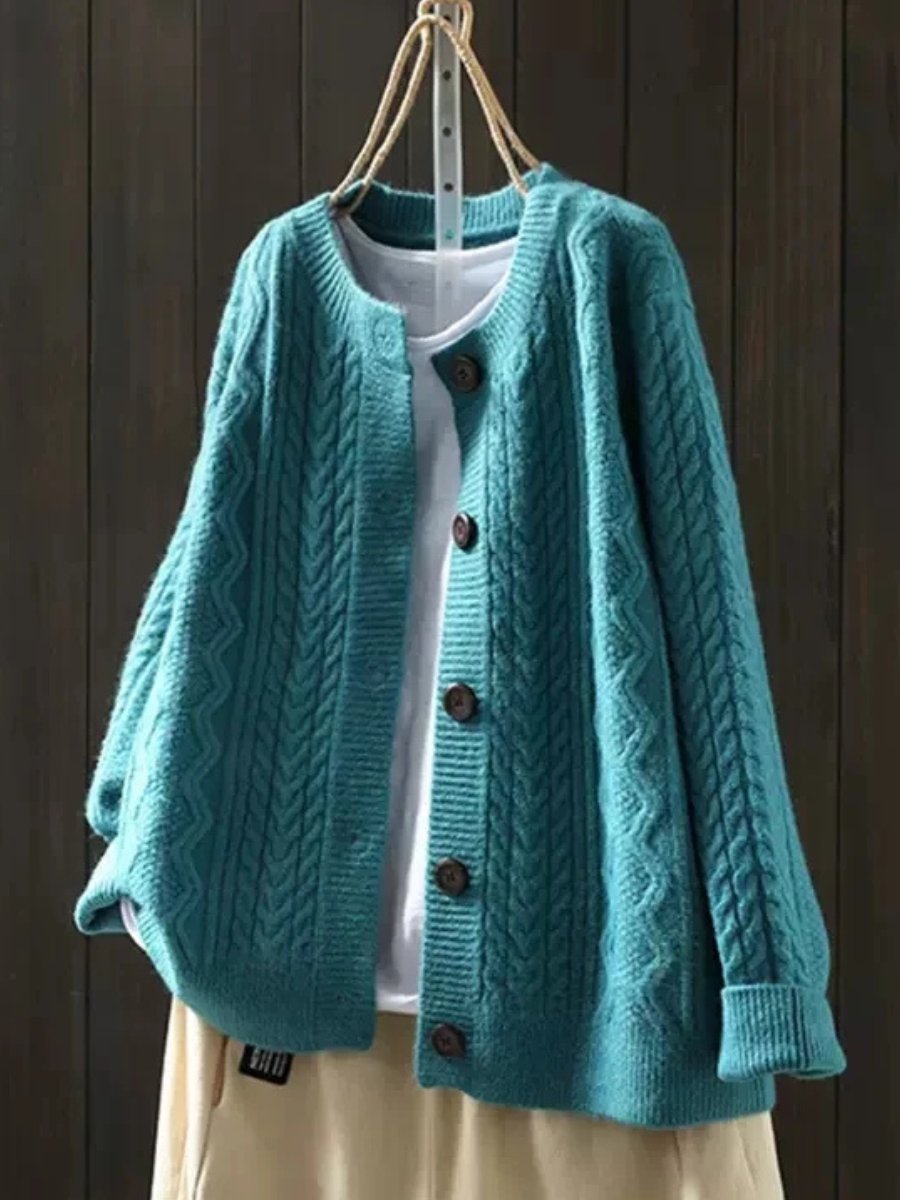 Women's Cable-Knit Button-Down Cardigan