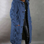 Women's Hooded Cable-Knit Cardigan
