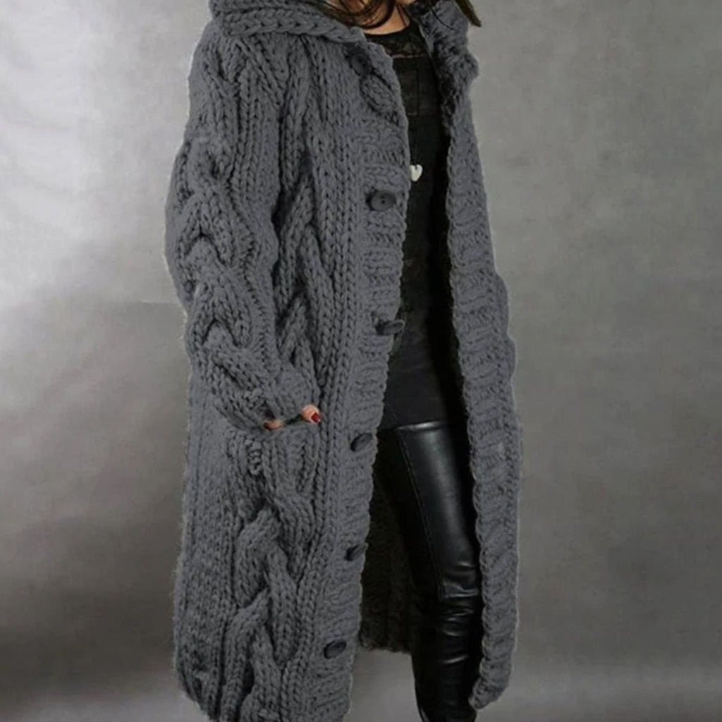 Women's Hooded Cable-Knit Cardigan