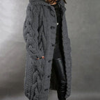 Women's Hooded Cable-Knit Cardigan