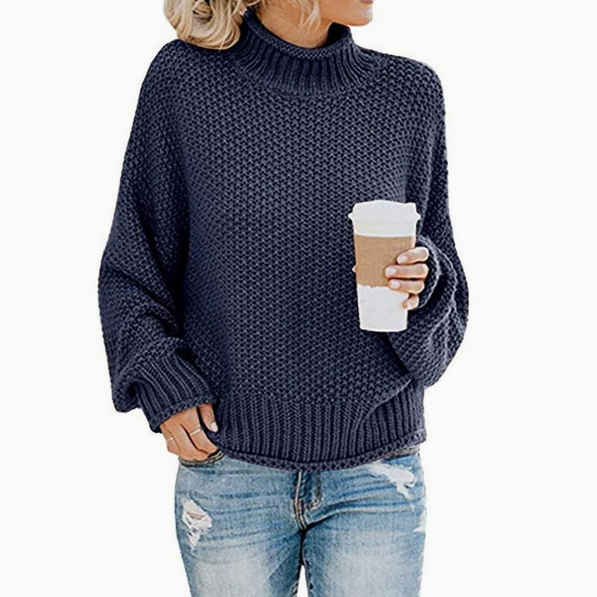 Women's Chunky Oversized Roll Neck Jumper