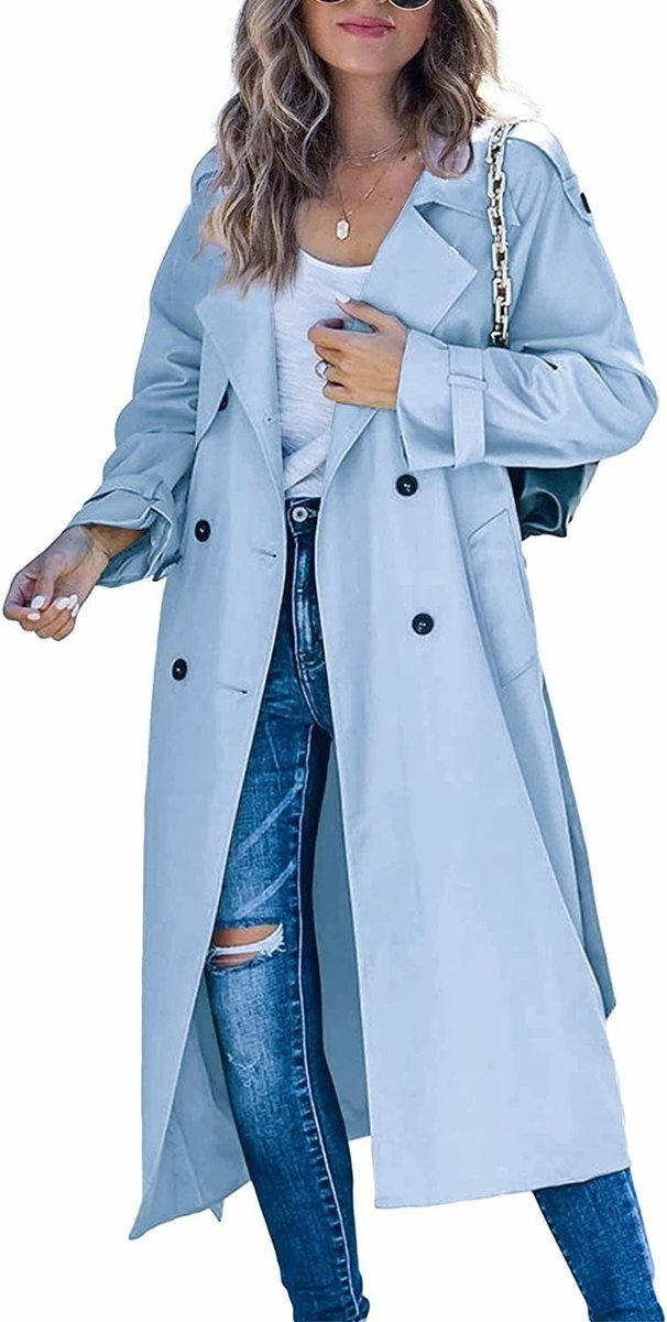 Women's Double-Breasted Longline Overcoat