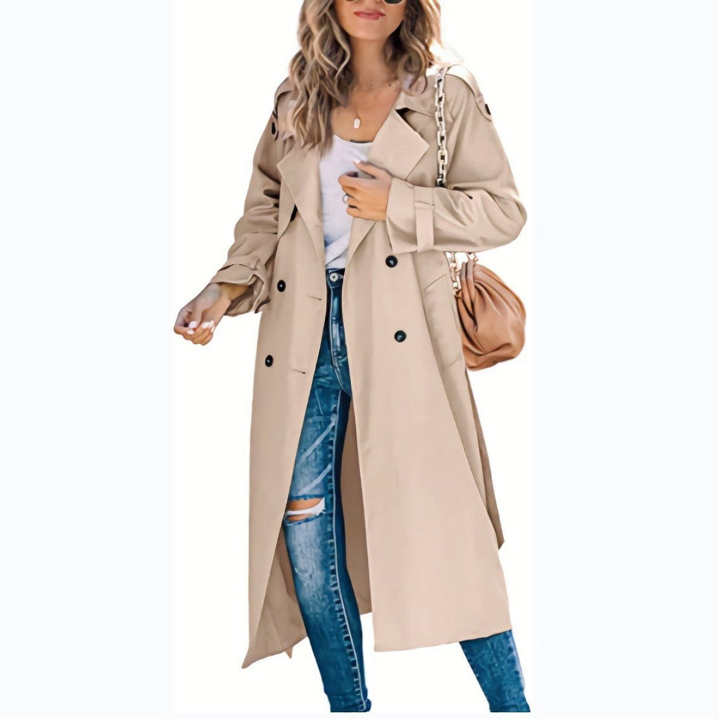 Women's Double-Breasted Longline Overcoat
