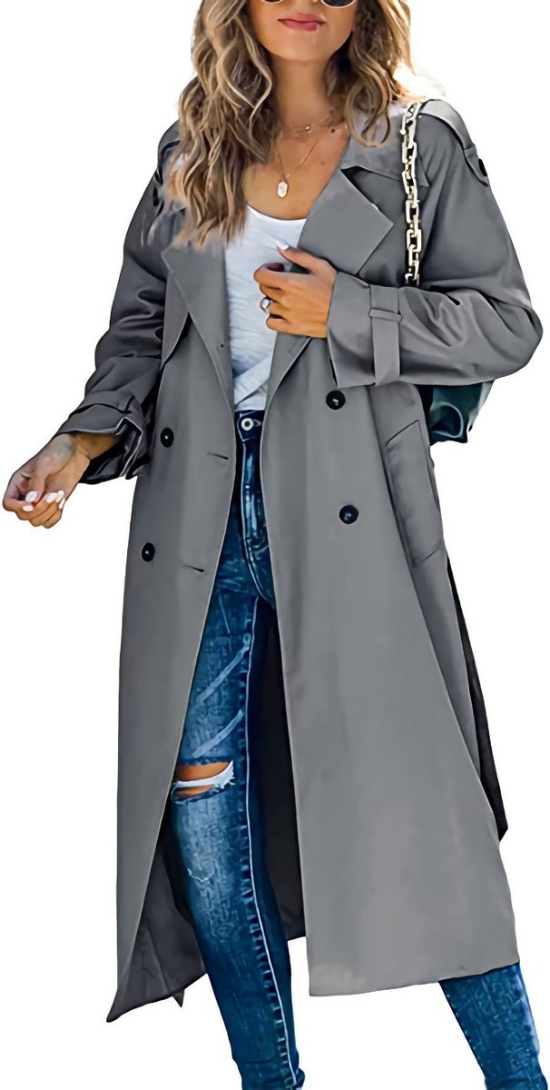 Women's Double-Breasted Longline Overcoat