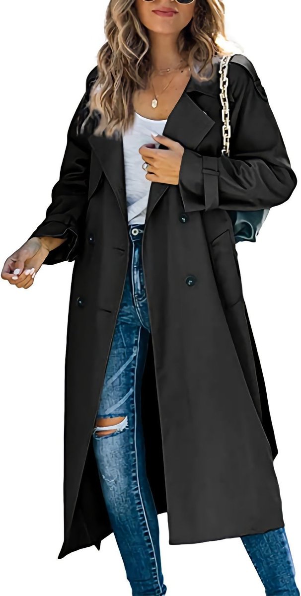 Women's Double-Breasted Longline Overcoat