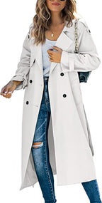 Women's Double-Breasted Longline Overcoat
