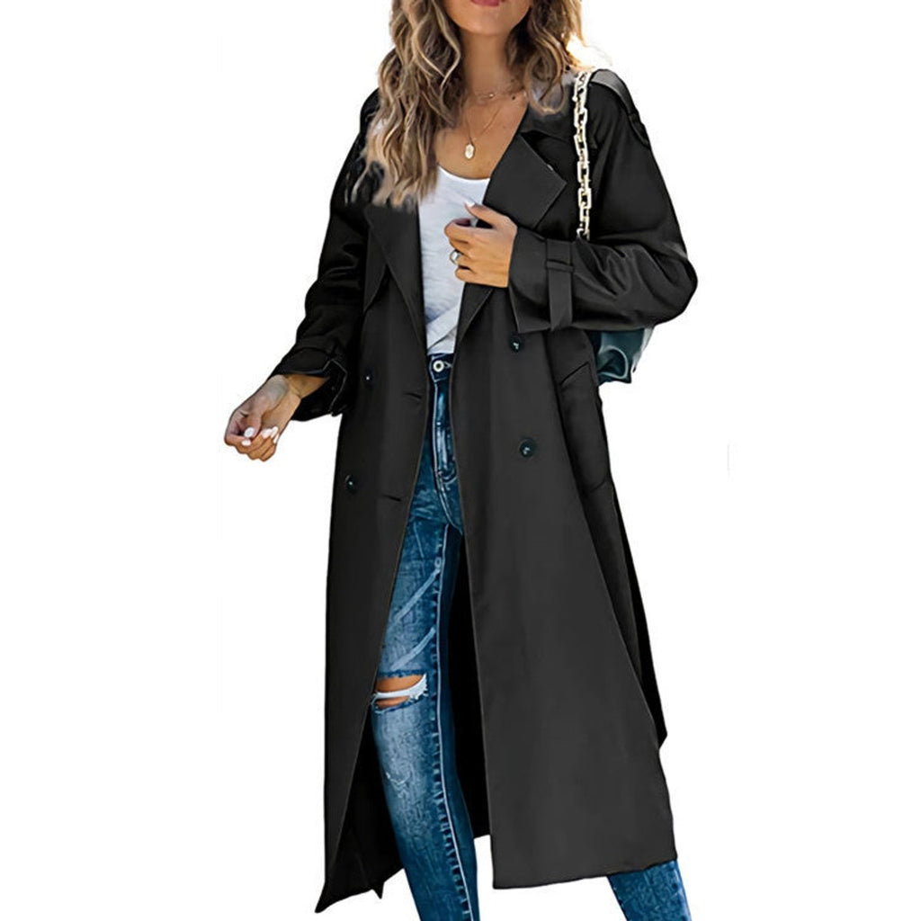 Women's Double-Breasted Longline Overcoat