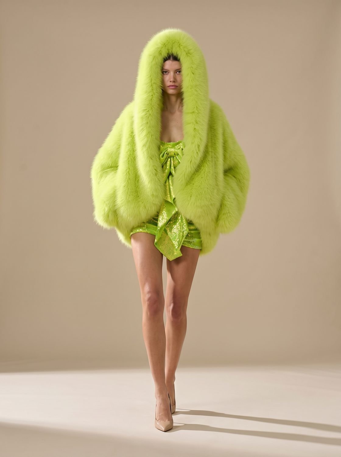 Women's Hooded Faux Fur Overcoat