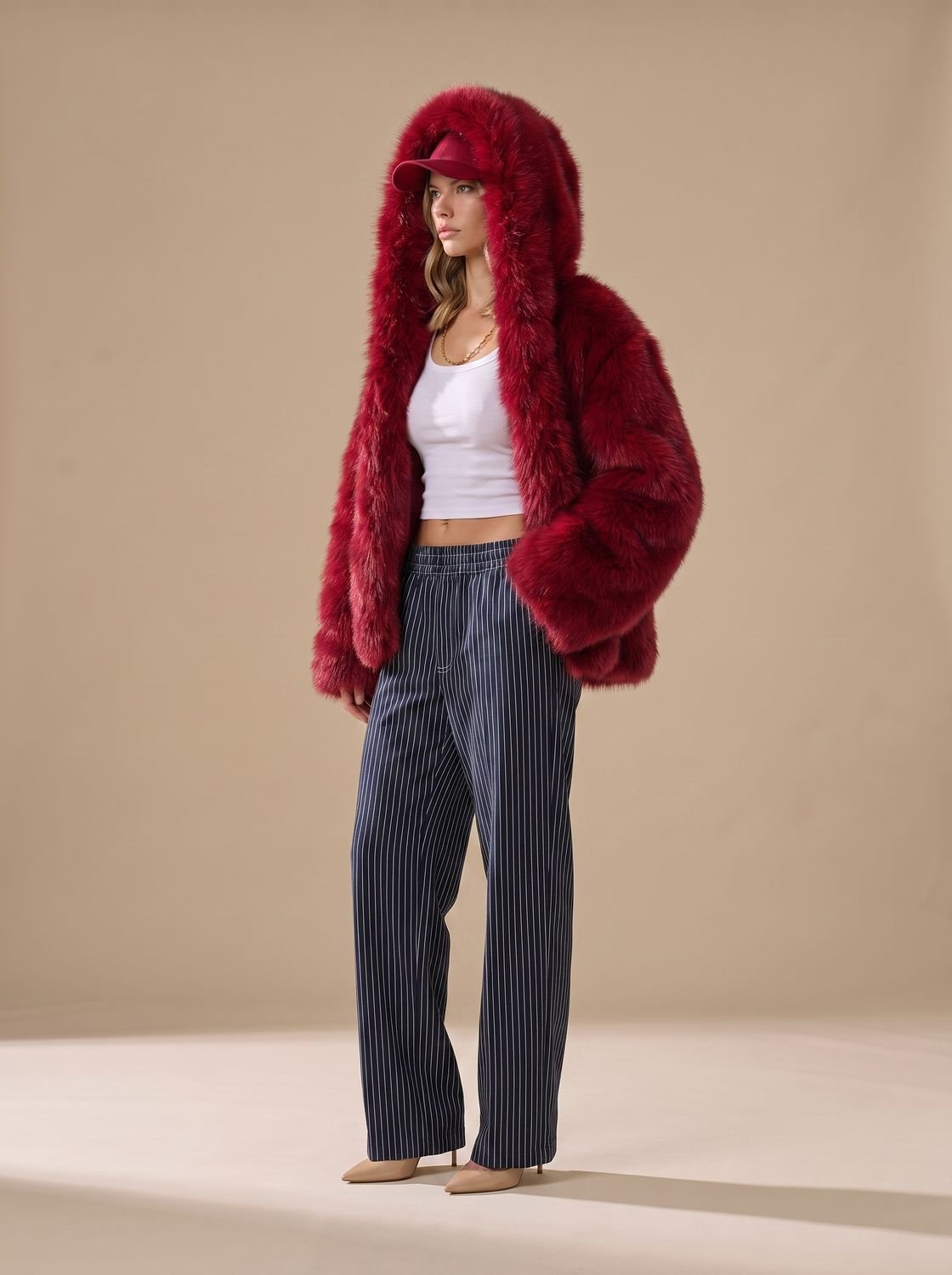 Women's Hooded Faux Fur Overcoat