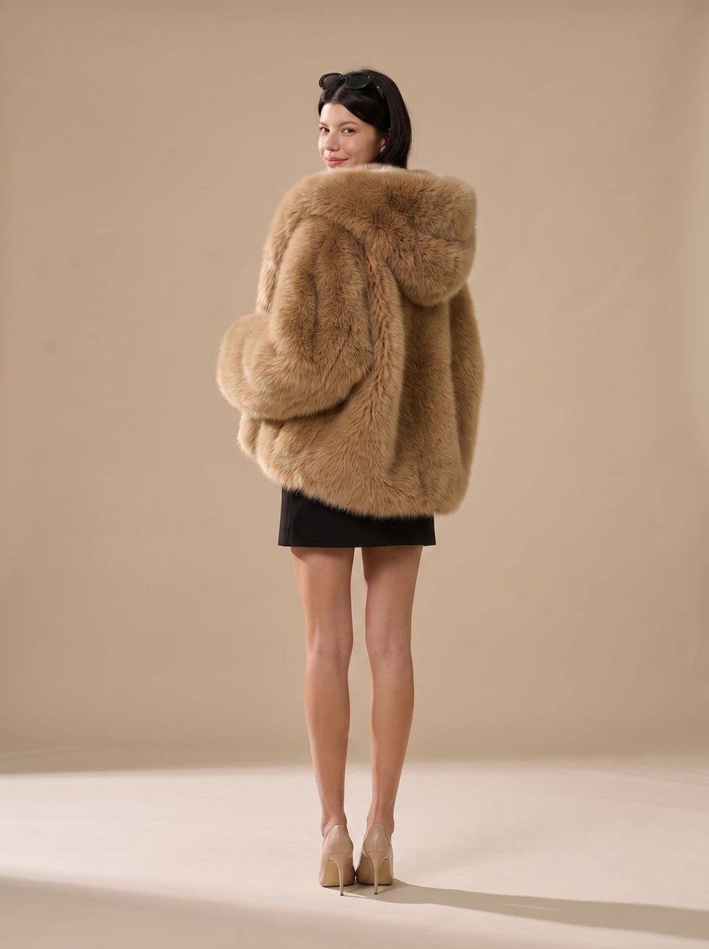 Women's Hooded Faux Fur Overcoat