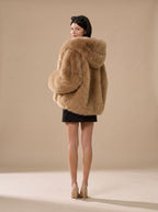 Women's Hooded Faux Fur Overcoat