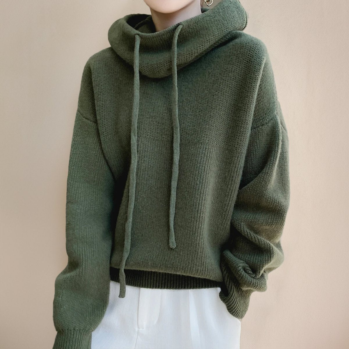 Women's Hooded Wool Roll Neck Jumper