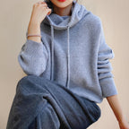 Women's Hooded Wool Roll Neck Jumper