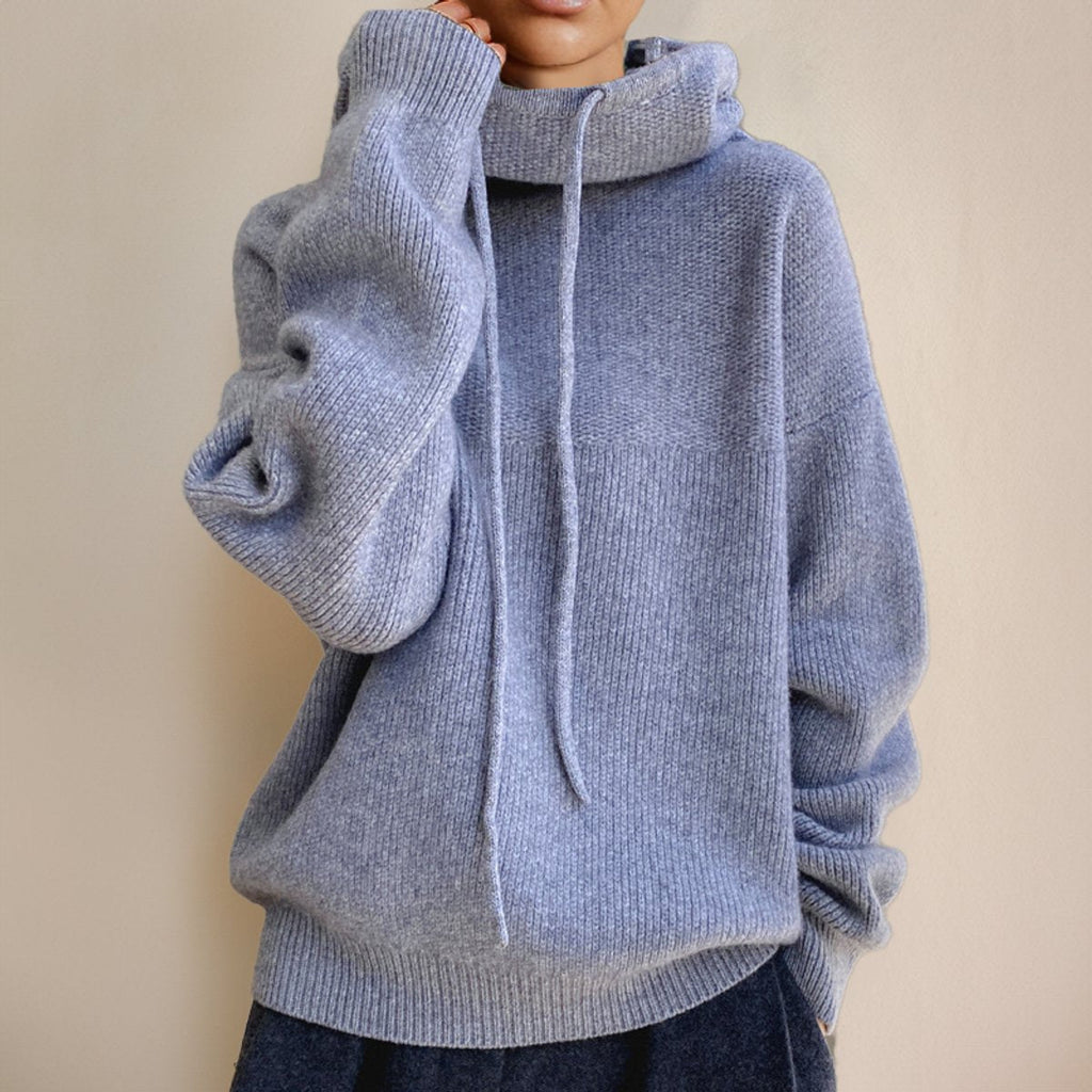 Women's Hooded Wool Roll Neck Jumper