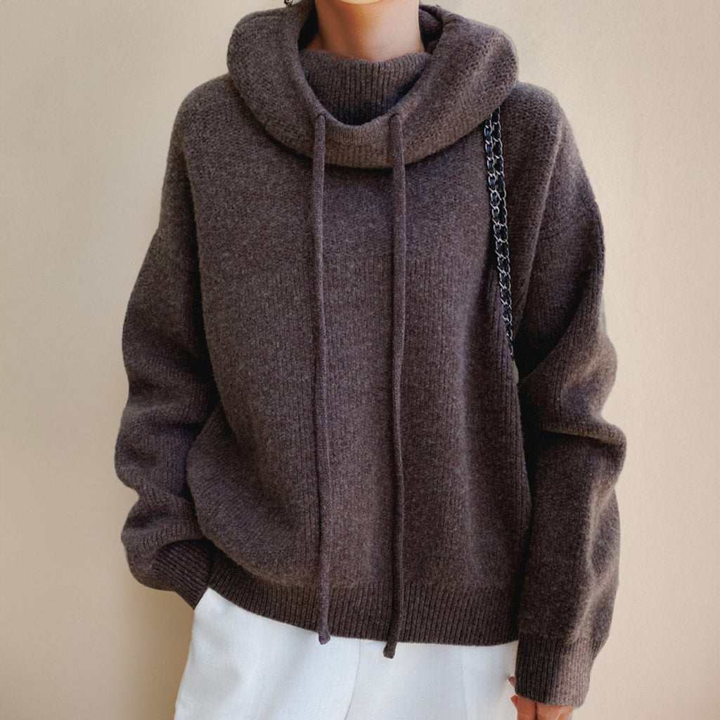 Women's Hooded Wool Roll Neck Jumper