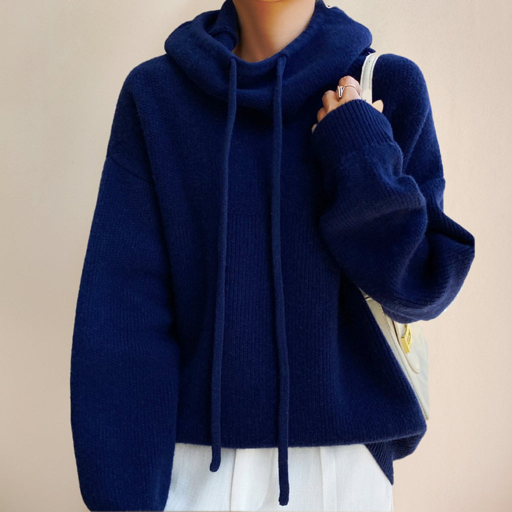 Women's Hooded Wool Roll Neck Jumper
