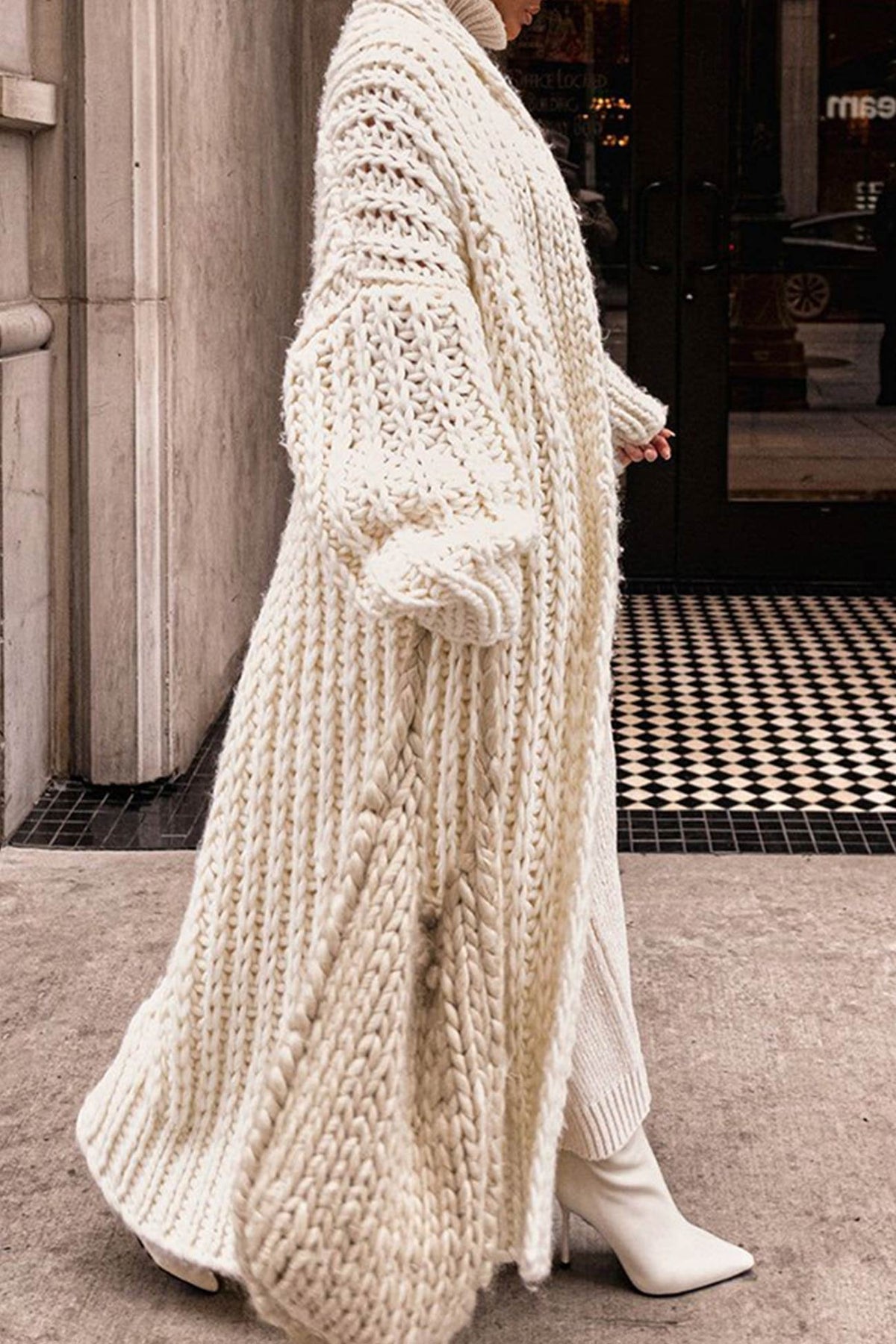 Women's Longline Chunky-Knit Cardigan