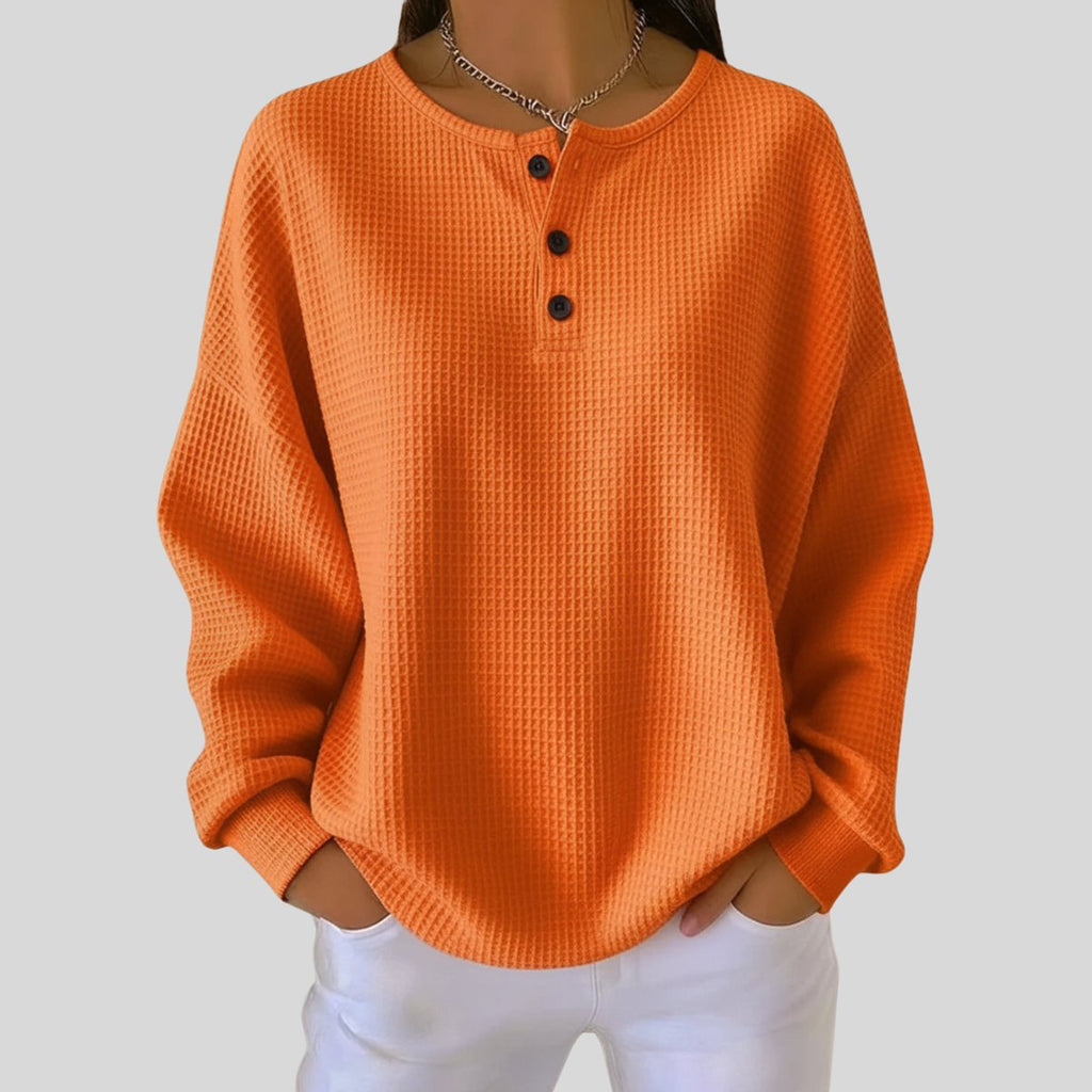 Women's Henley Waffle-Knit Jumper
