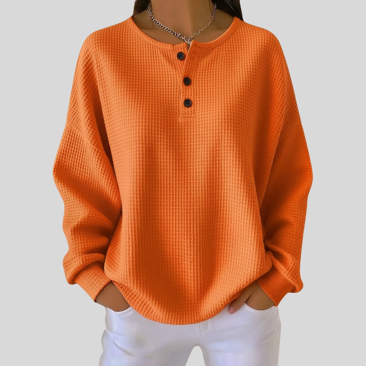 Women's Henley Waffle-Knit Jumper