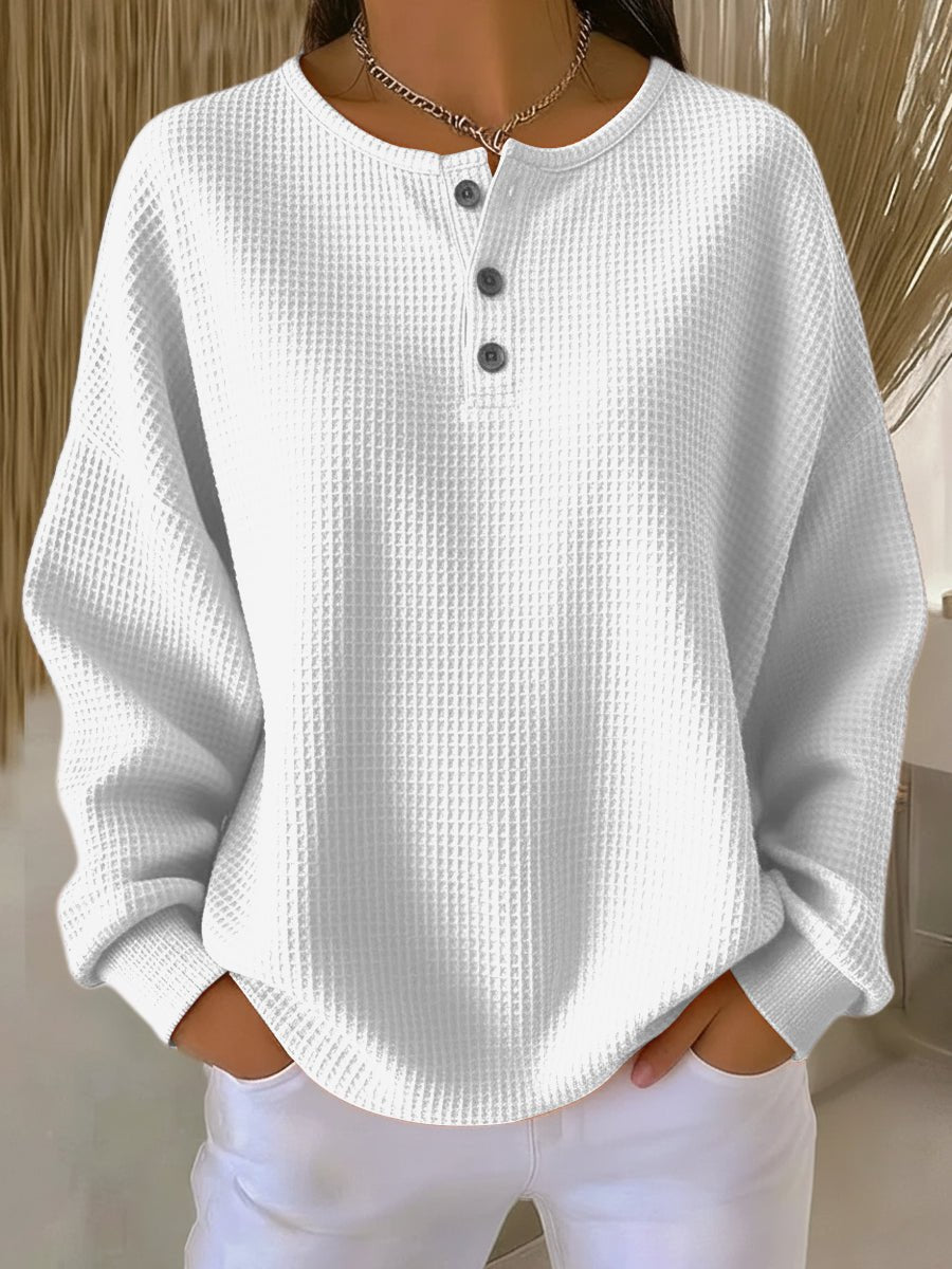Women's Henley Waffle-Knit Jumper