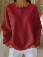 Women's Henley Waffle-Knit Jumper