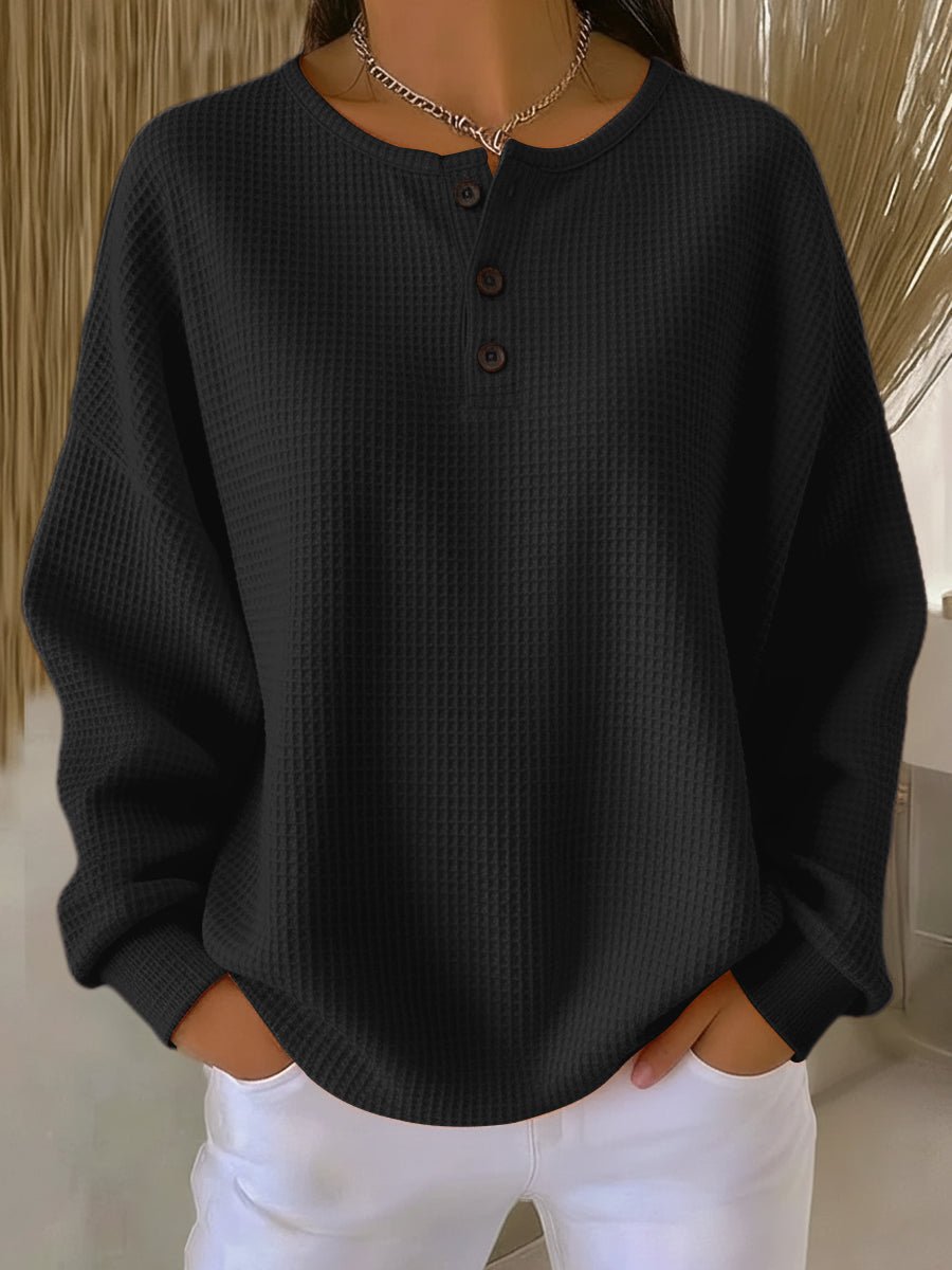 Women's Henley Waffle-Knit Jumper