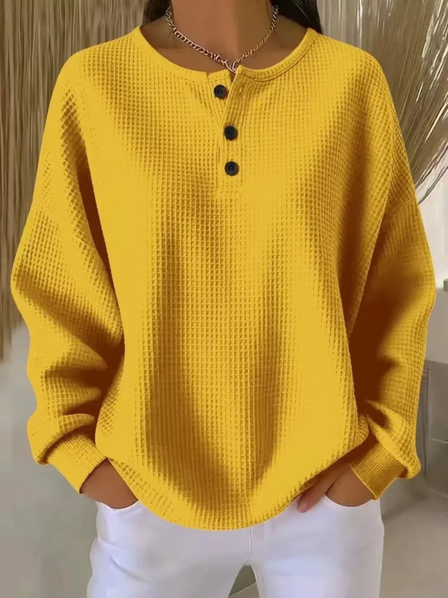 Women's Henley Waffle-Knit Jumper