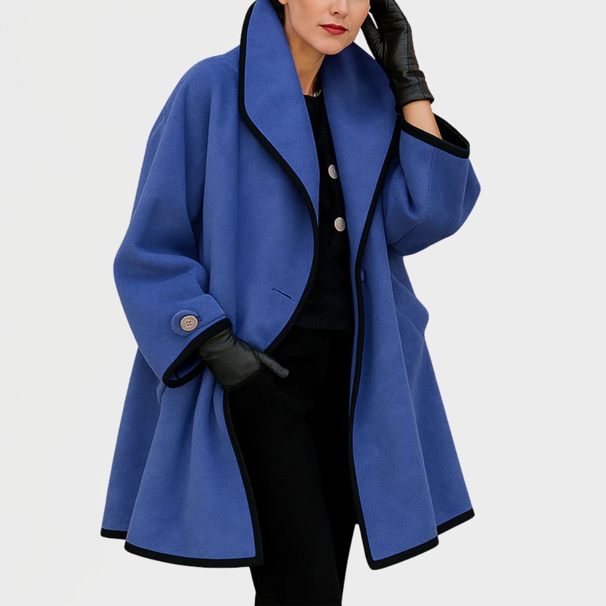 Women's Contrast-Trim Wool-Blend Coat