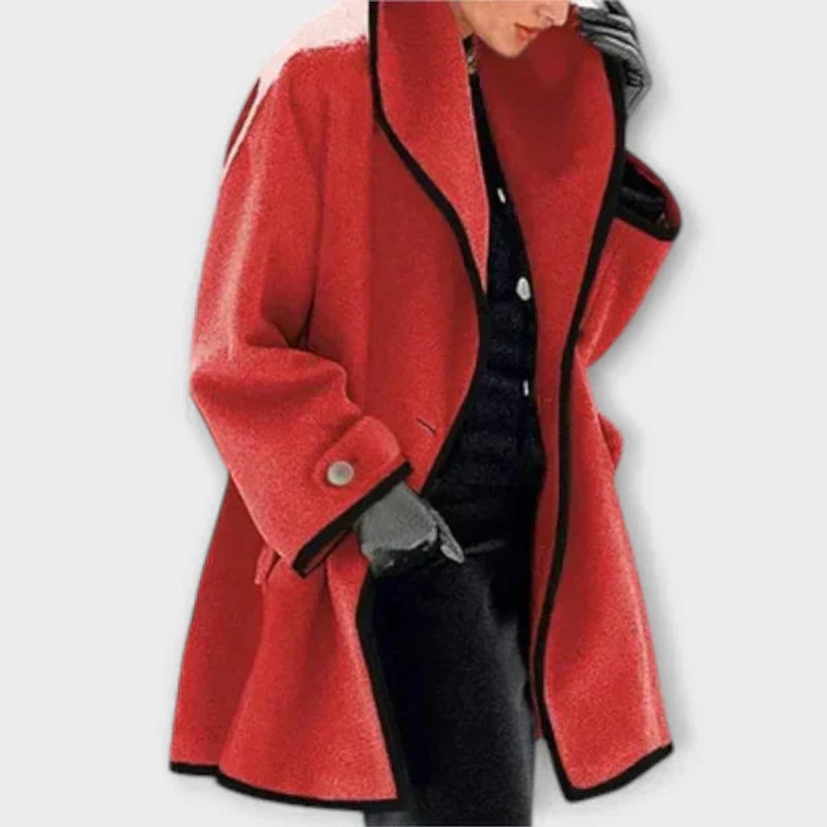 Women's Contrast-Trim Wool-Blend Coat