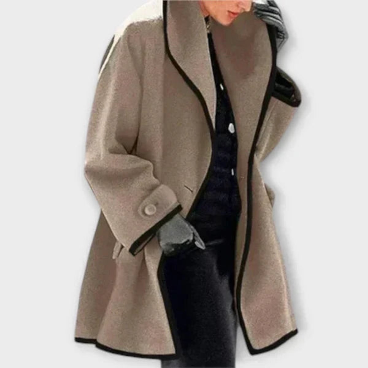 Women's Contrast-Trim Wool-Blend Coat