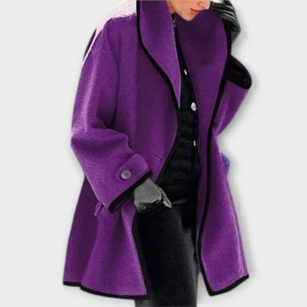 Women's Contrast-Trim Wool-Blend Coat