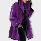 Women's Contrast-Trim Wool-Blend Coat