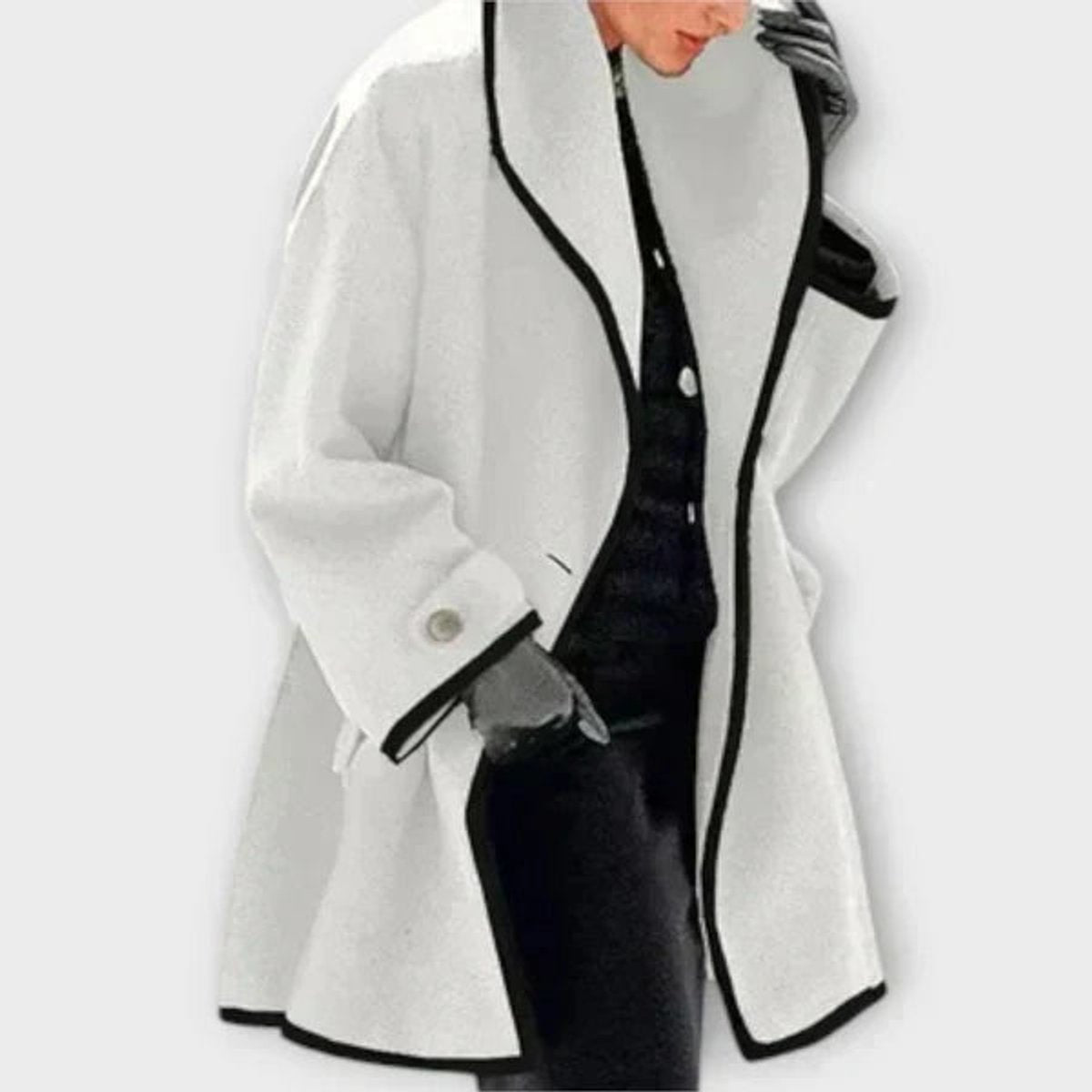 Women's Contrast-Trim Wool-Blend Coat