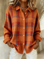 Women's Plaid Knit Overshirt Cardigan