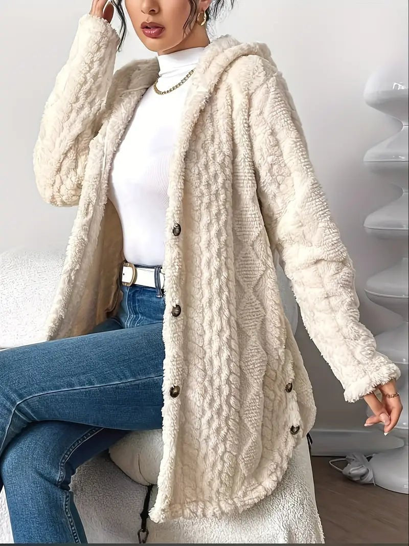 Women's Hooded Plush Cardigan