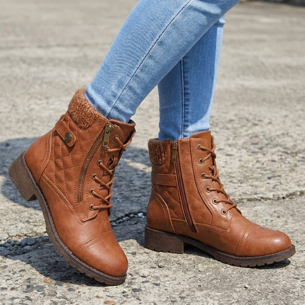 Women's Quilted Leather Ankle Boots