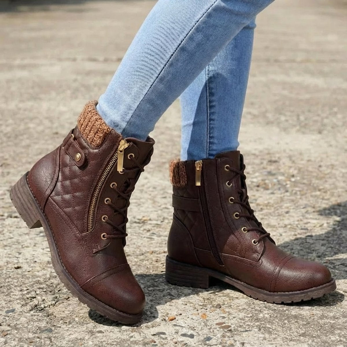 Women's Quilted Leather Ankle Boots